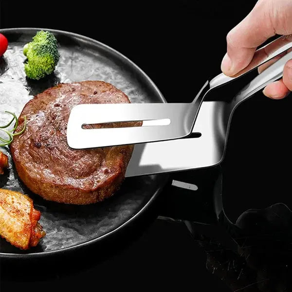 Chef using FlipMaster spatula for flipping food on a grill or pan