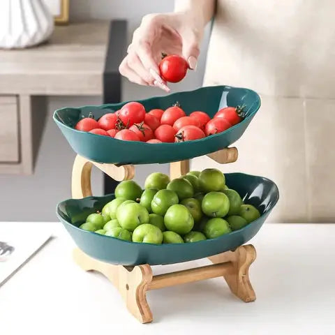 FreshNest fruit stand in two-tier design, compact and stylish