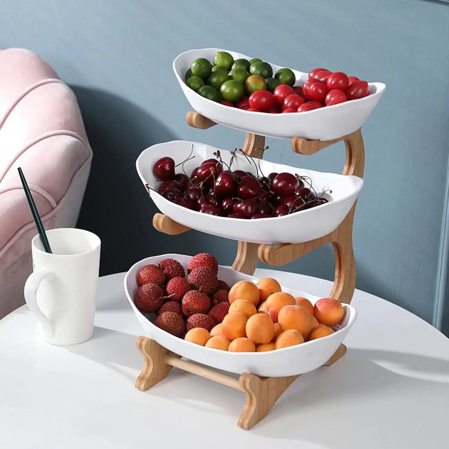 FreshNest stand used as a stylish kitchen or dining table fruit display piece