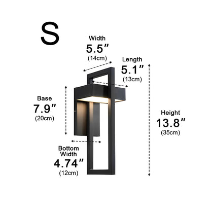 Geometric Rectangular LED Waterproof Black Outdoor Lighting Wall Sconce Lamp