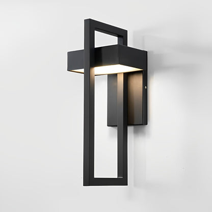 Geometric Rectangular LED Waterproof Black Outdoor Lighting Wall Sconce Lamp