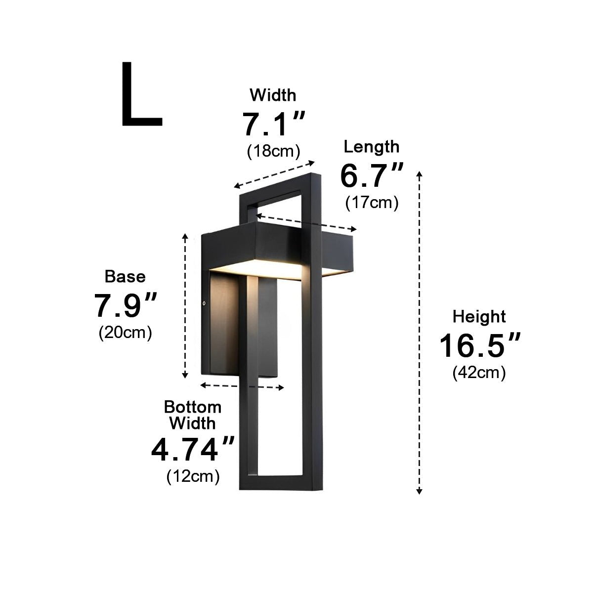 Geometric Rectangular LED Waterproof Black Outdoor Lighting Wall Sconce Lamp