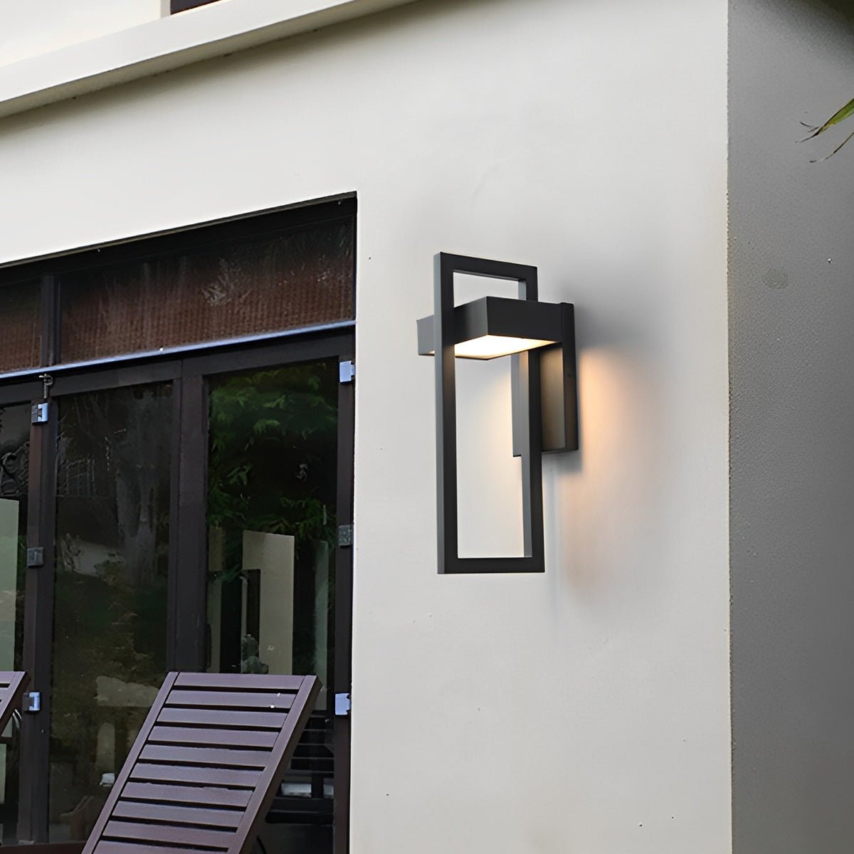 Geometric Rectangular LED Waterproof Black Outdoor Lighting Wall Sconce Lamp