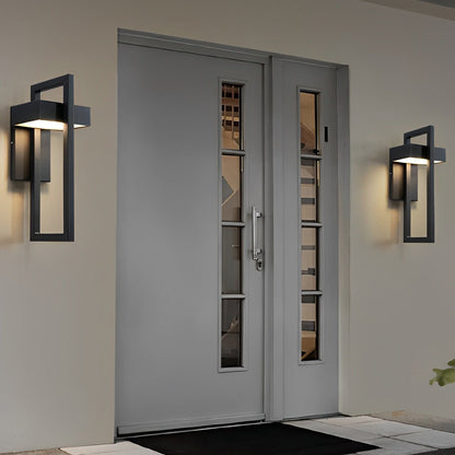 Geometric Rectangular LED Waterproof Black Outdoor Lighting Wall Sconce Lamp