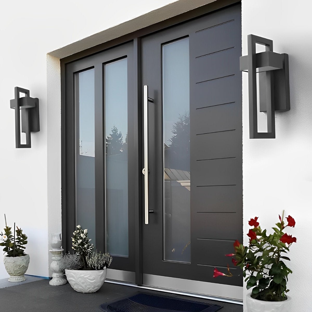 Geometric Rectangular LED Waterproof Black Outdoor Lighting Wall Sconce Lamp