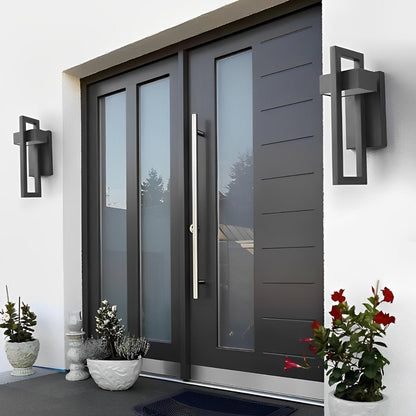 Geometric Rectangular LED Waterproof Black Outdoor Lighting Wall Sconce Lamp
