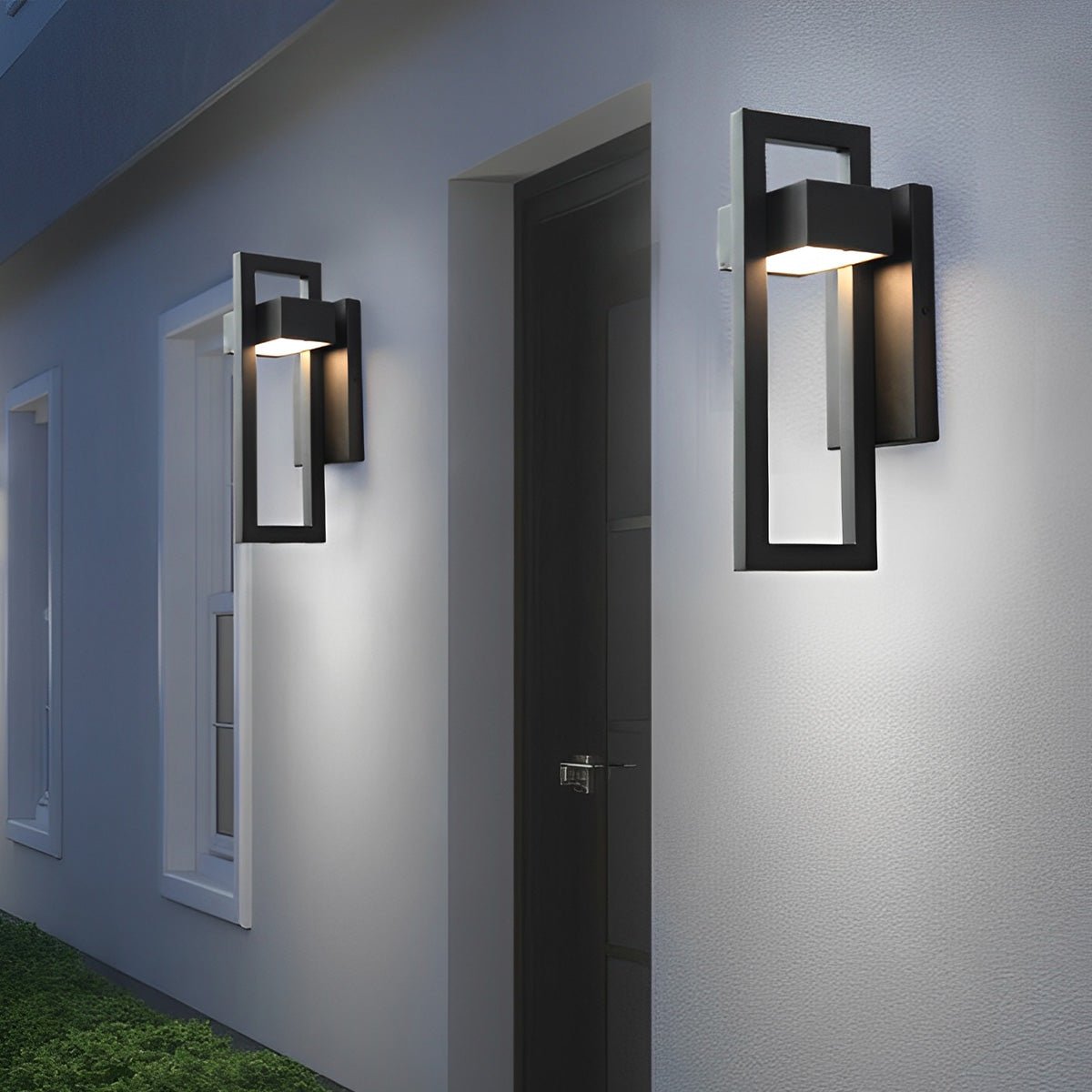 Geometric Rectangular LED Waterproof Black Outdoor Lighting Wall Sconce Lamp