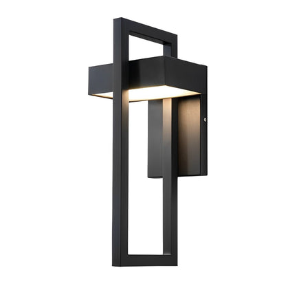 Geometric Rectangular LED Waterproof Black Outdoor Lighting Wall Sconce Lamp