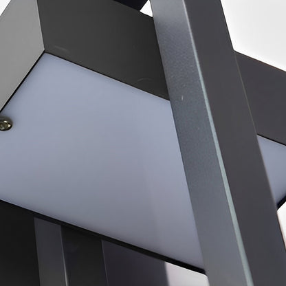 Geometric Rectangular LED Waterproof Black Outdoor Lighting Wall Sconce Lamp