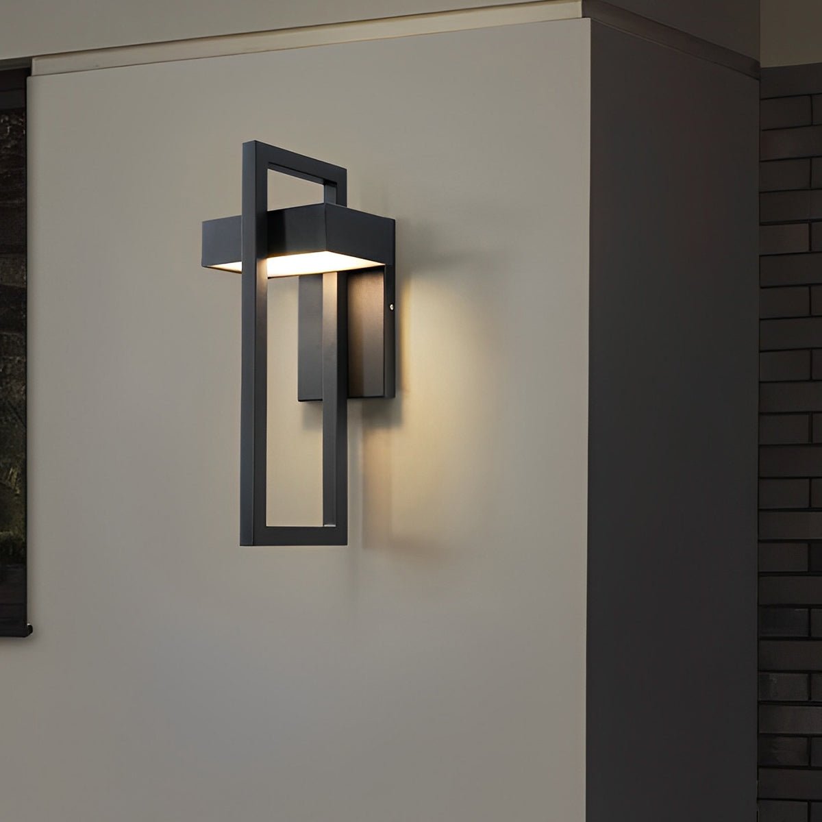 Geometric Rectangular LED Waterproof Black Outdoor Lighting Wall Sconce Lamp