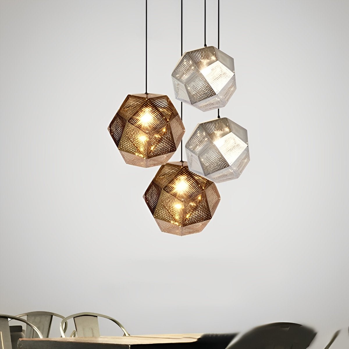 Geometric Round Electroplated Metal Postmodern Pendant Light Chandelier Ceiling Light