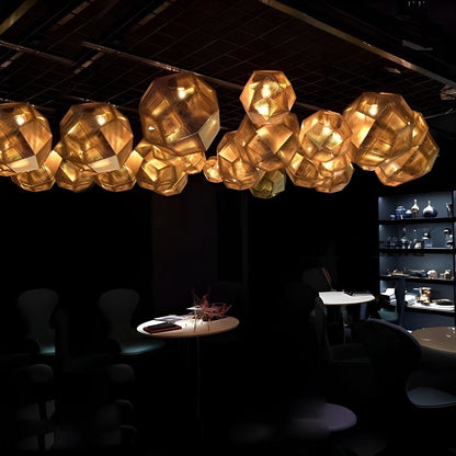 Geometric Round Electroplated Metal Postmodern Pendant Light Chandelier Ceiling Light