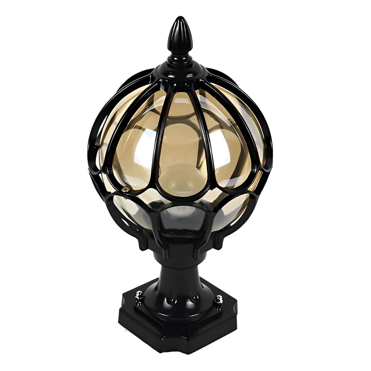 Vintage Glass Aluminum Round Ball Waterproof LED Outdoor Fence Post Light
