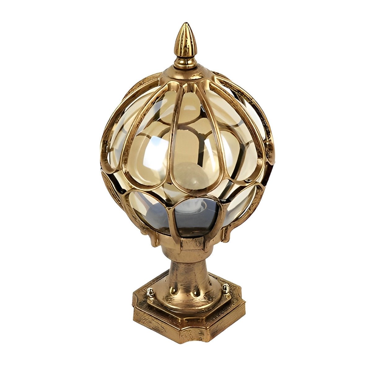 Vintage Glass Aluminum Round Ball Waterproof LED Outdoor Fence Post Light