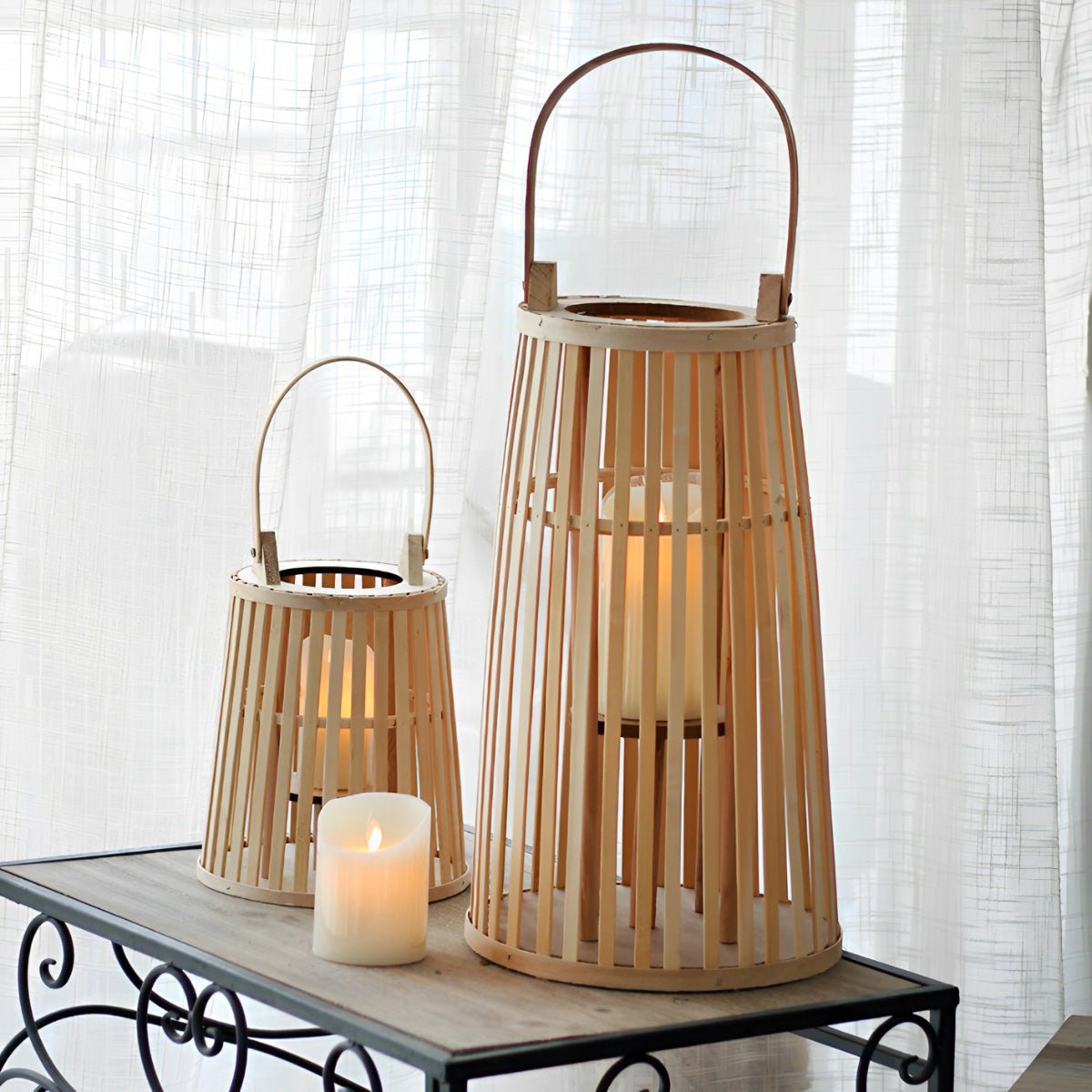 Handmade Bamboo Rattan LED Candle Lantern