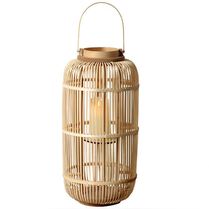 Handmade Bamboo Weaving LED Candle Lantern Floor Lamp