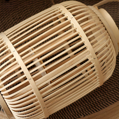 Handmade Bamboo Weaving LED Candle Lantern Floor Lamp