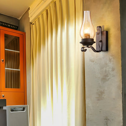 Indoor Industrial LED Kerosene Oil Lamp Wall Sconces