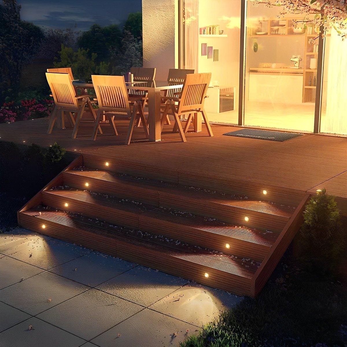 LED Deck Stair Lights Plug In Outdoor Step Lights Recessed In-ground 8 Pcs