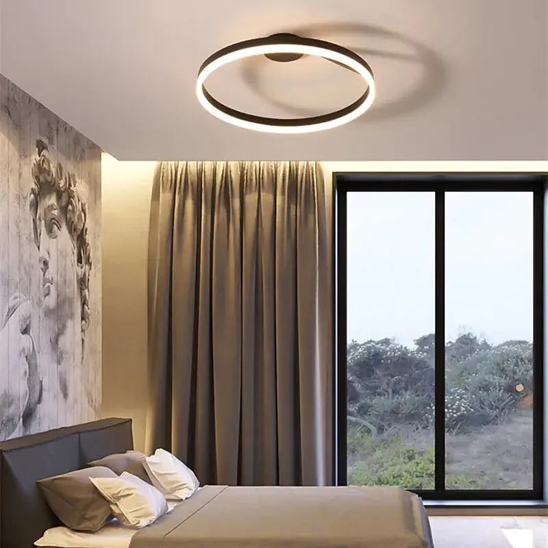 LuxeGlow LED ceiling light creating a soft, ambient glow, perfect for creating a luxurious atmosphere.