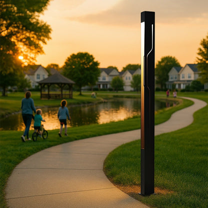 Mecha Modern Ash Black Rectangle LED Column Outdoor Pole Street Light