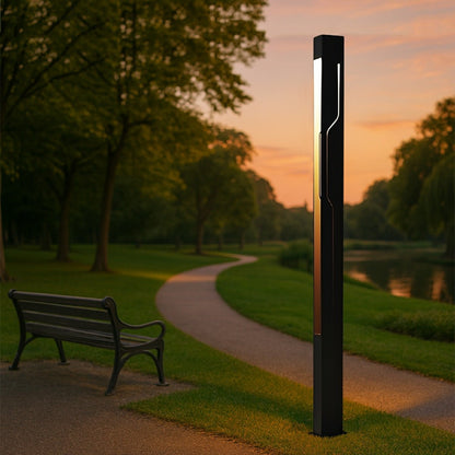Mecha Modern Ash Black Rectangle LED Column Outdoor Pole Street Light