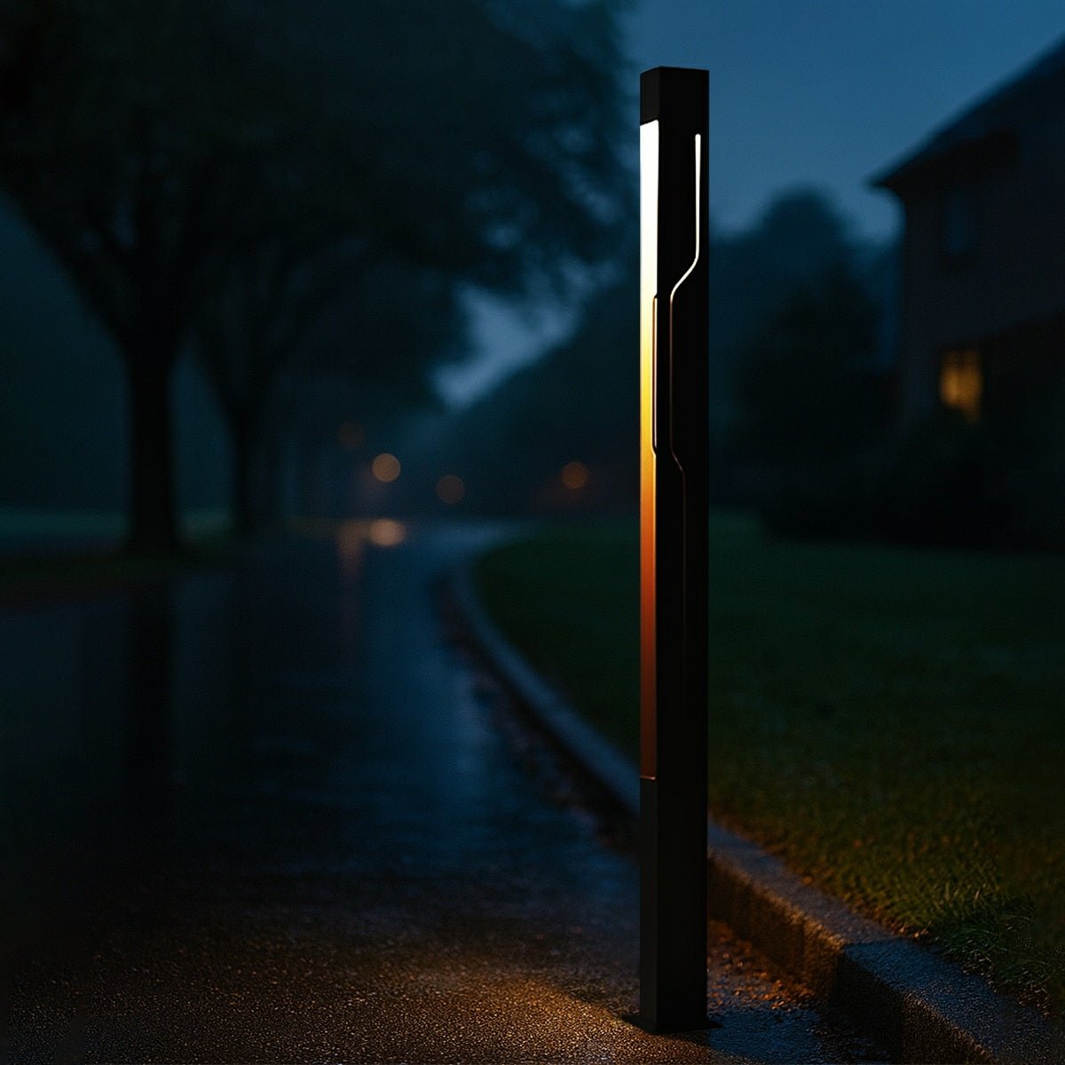 Mecha Modern Ash Black Rectangle LED Column Outdoor Pole Street Light