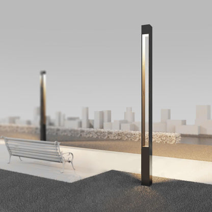 Mecha Modern Ash Black Rectangle LED Column Outdoor Pole Street Light