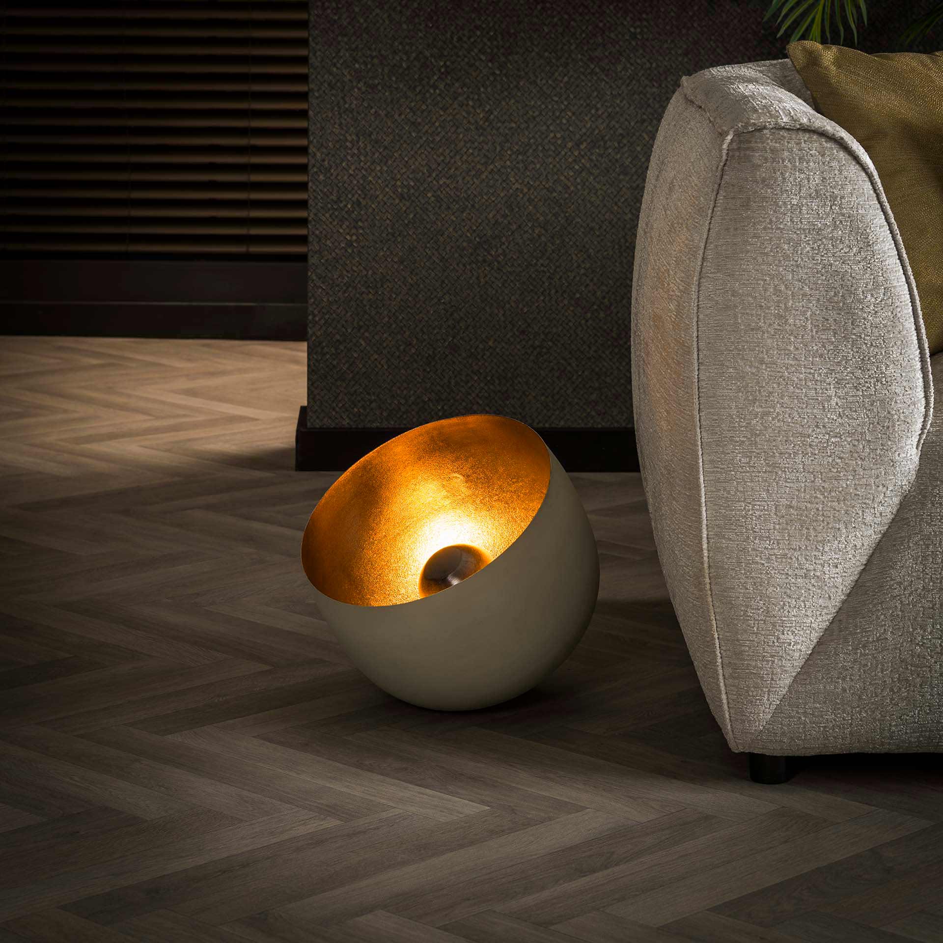 MetroGlow lamp casting warm, inviting ambient light across a room