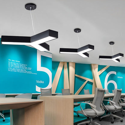 Minimalist Modern Geometric Y-Shaped Office LED Ceiling  Pendant Lighting