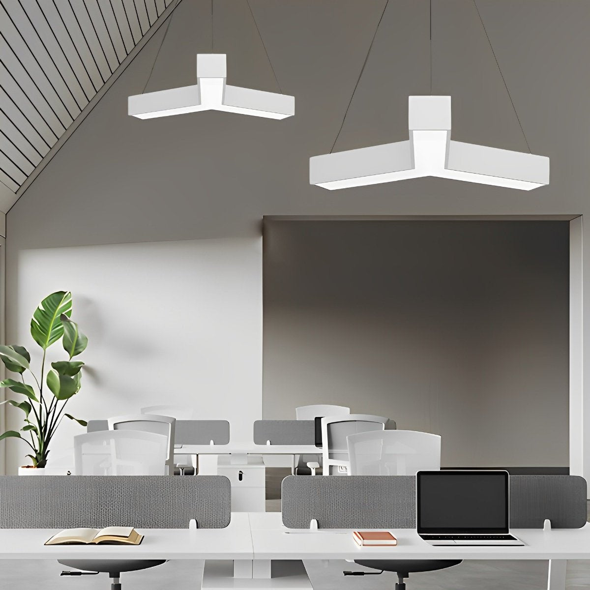 Minimalist Modern Geometric Y-Shaped Office LED Ceiling  Pendant Lighting