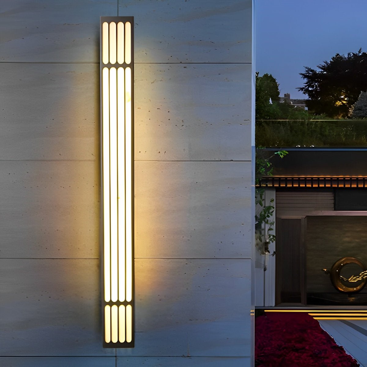 Minimalist Modern Linear Rectangular Waterproof Black Outdoor Wall Sconce