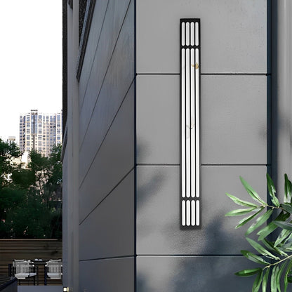 Minimalist Modern Linear Rectangular Waterproof Black Outdoor Wall Sconce