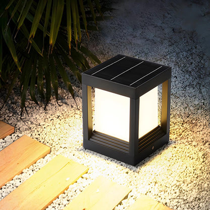 Minimalist Square Waterproof LED Black Modern Fence Post Lights