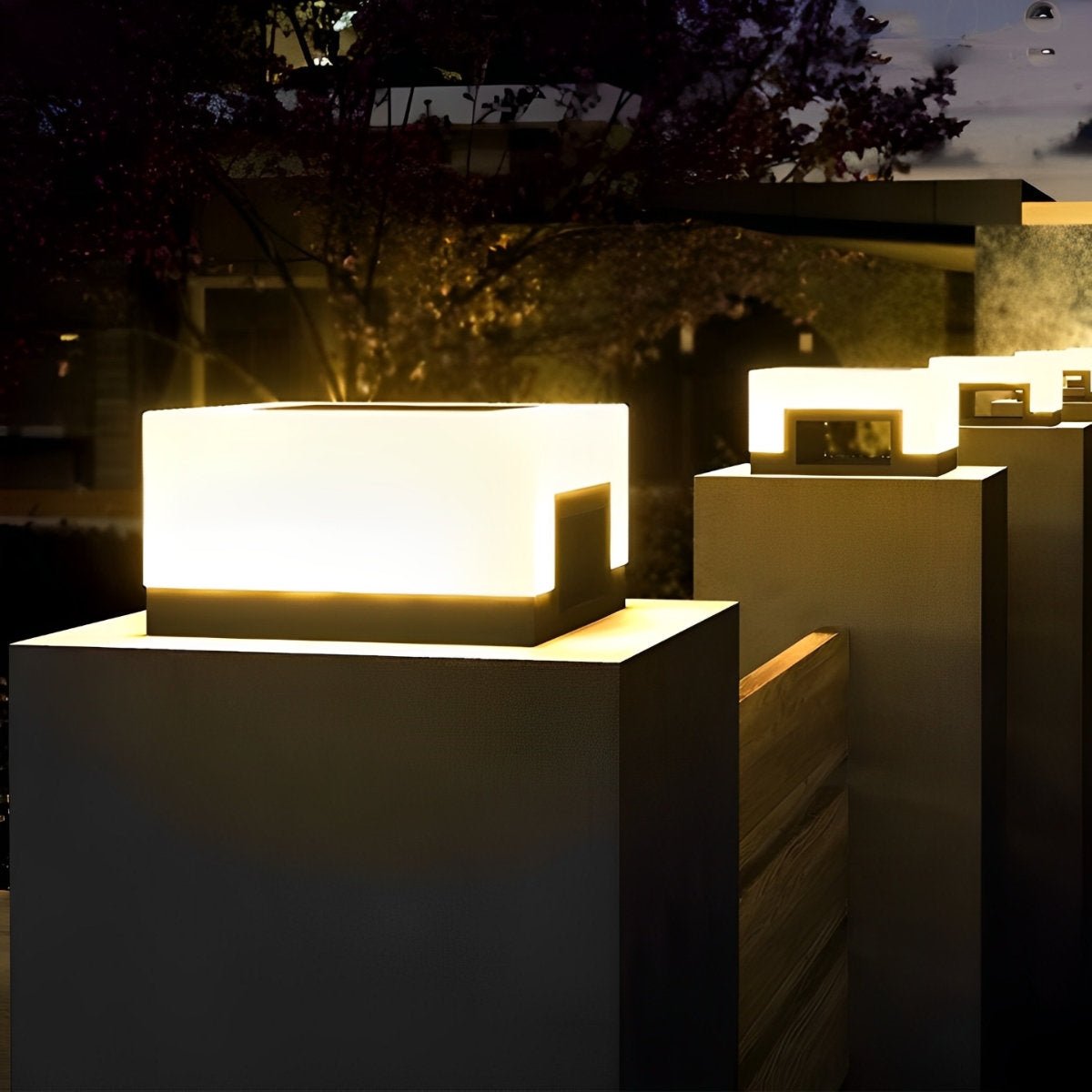 Minimalist Square Waterproof LED Black Modern Post Caps Lights