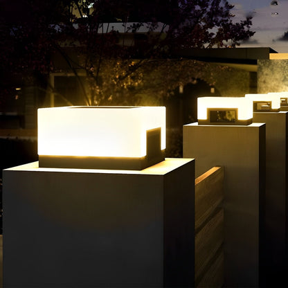 Minimalist Square Waterproof LED Black Modern Post Caps Lights
