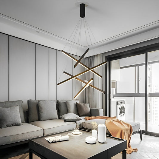 Minimalist Strip Stepless Dimming LED Black Modern Chandelier