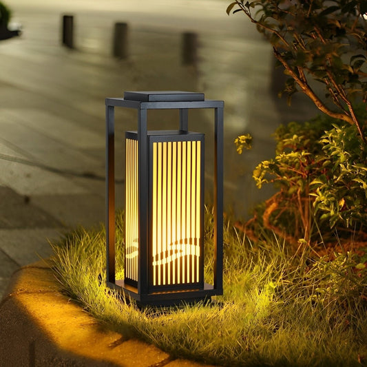 Minimalist Striped LED Black Modern Post Cap Light