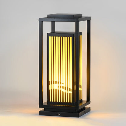 Minimalist Striped LED Black Modern Post Cap Light