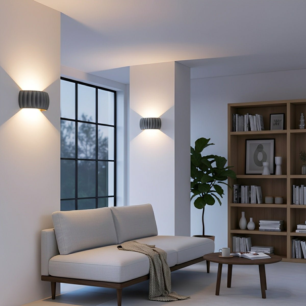 Modern Arc Concrete Carve Up and Down LED Wall Sconces