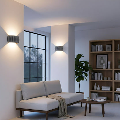 Modern Arc Concrete Carve Up and Down LED Wall Sconces