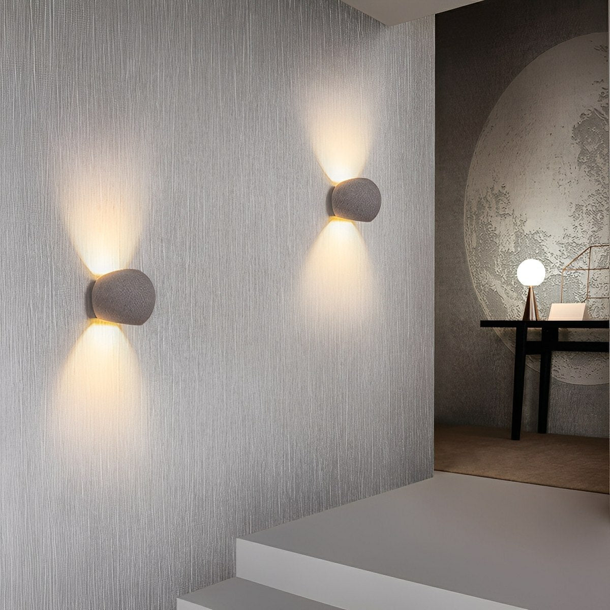 Modern Concrete Egg-Shaped Up and Down LED Wall Sconces