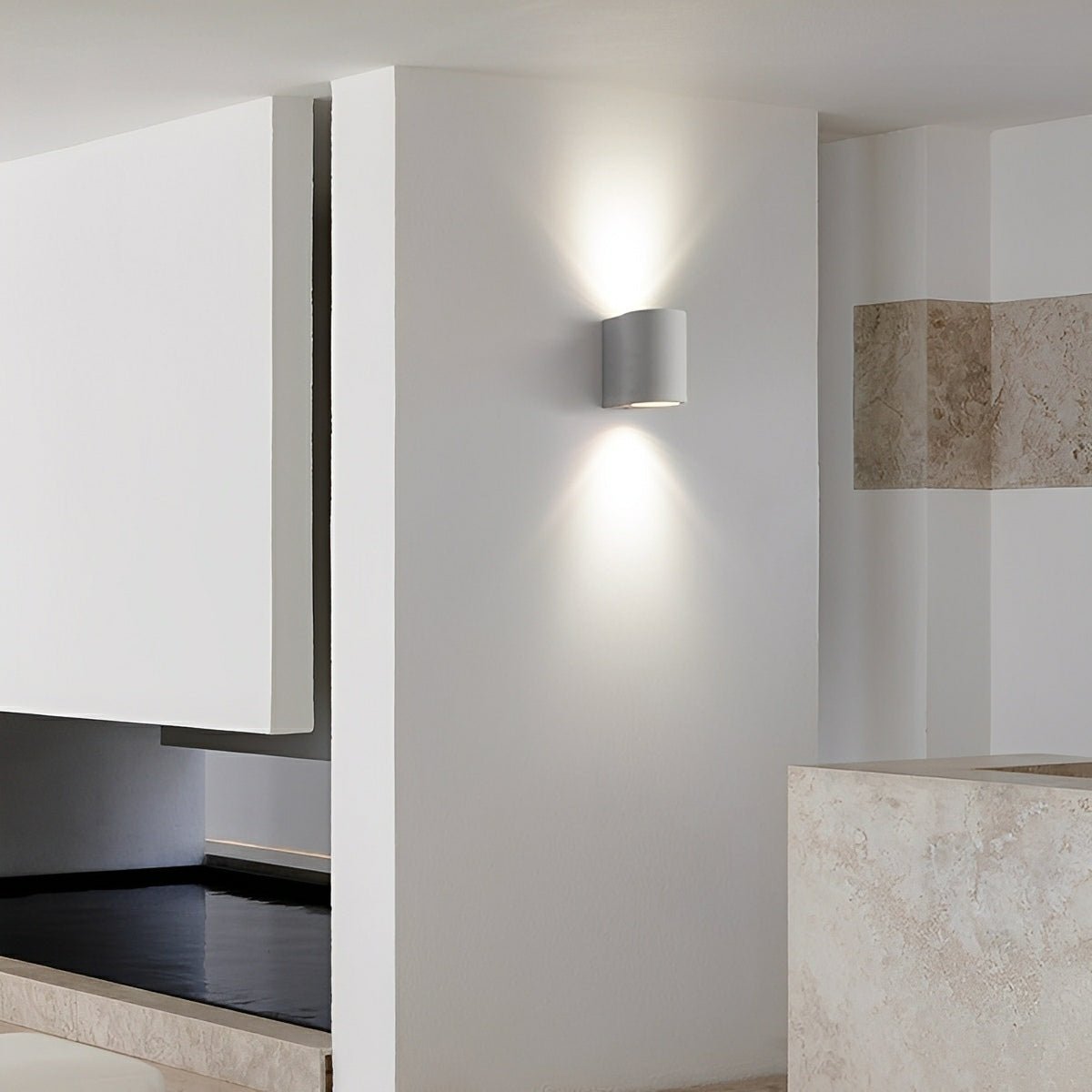 Modern Concrete Oval Up and Down LED Wall Sconces
