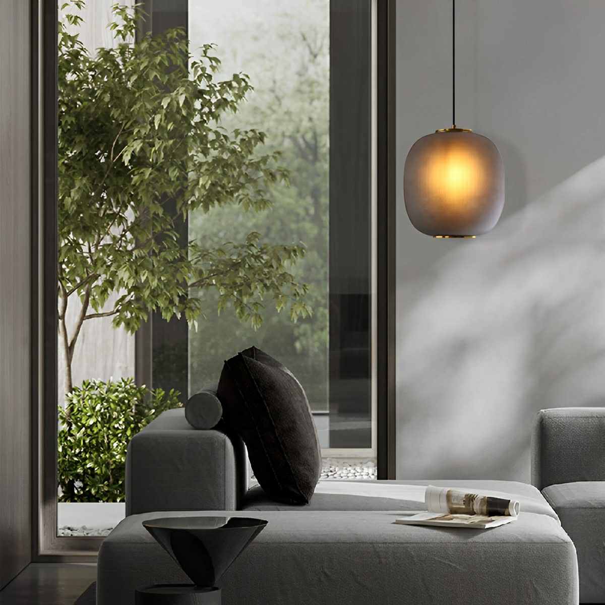 Modern Cream Style Glass Lantern LED Indoor Pendant Lights