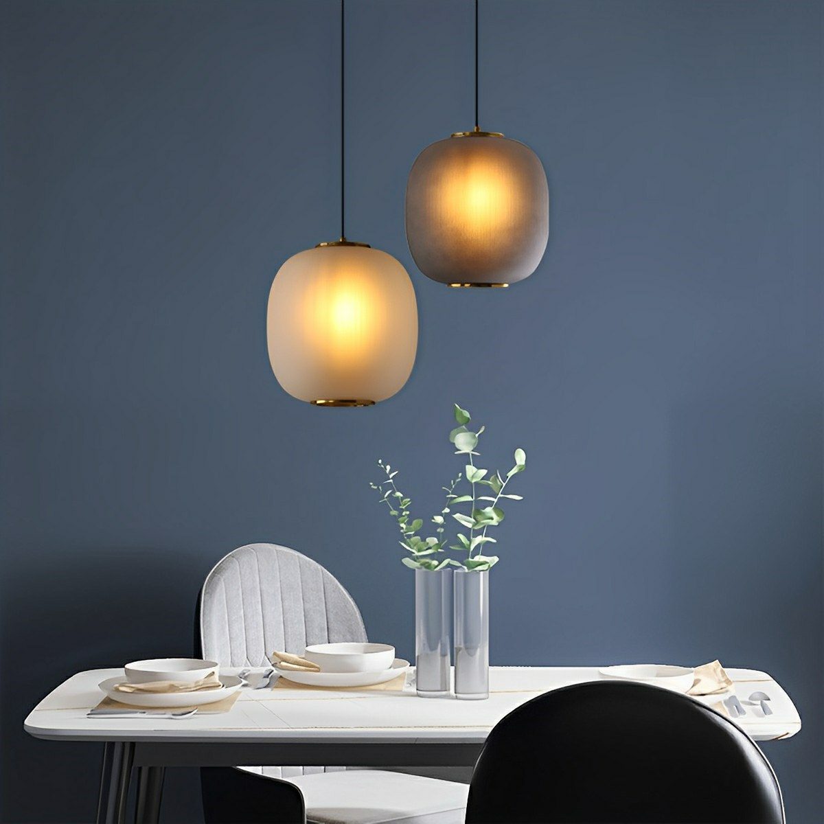 Modern Cream Style Glass Lantern LED Indoor Pendant Lights