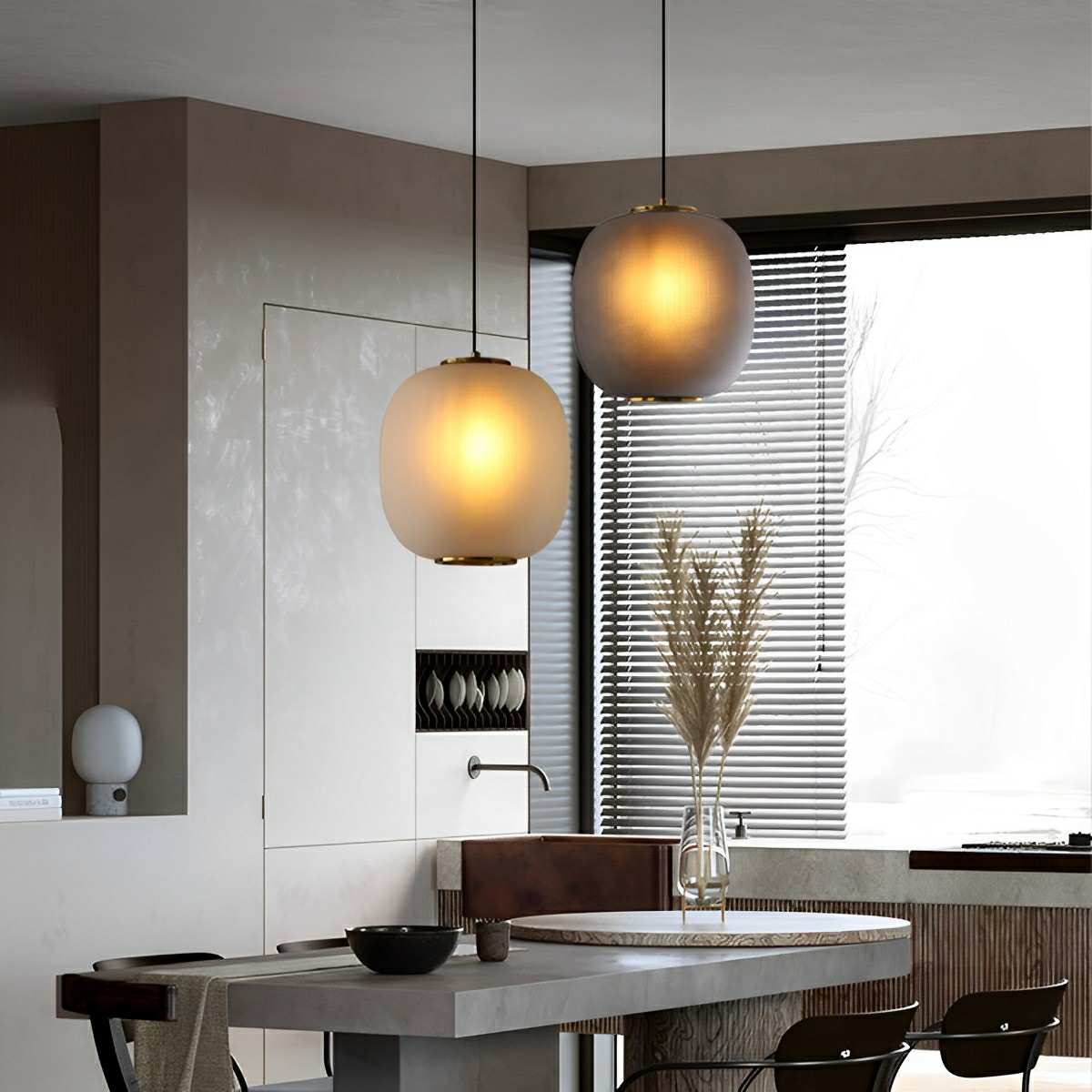 Modern Cream Style Glass Lantern LED Indoor Pendant Lights