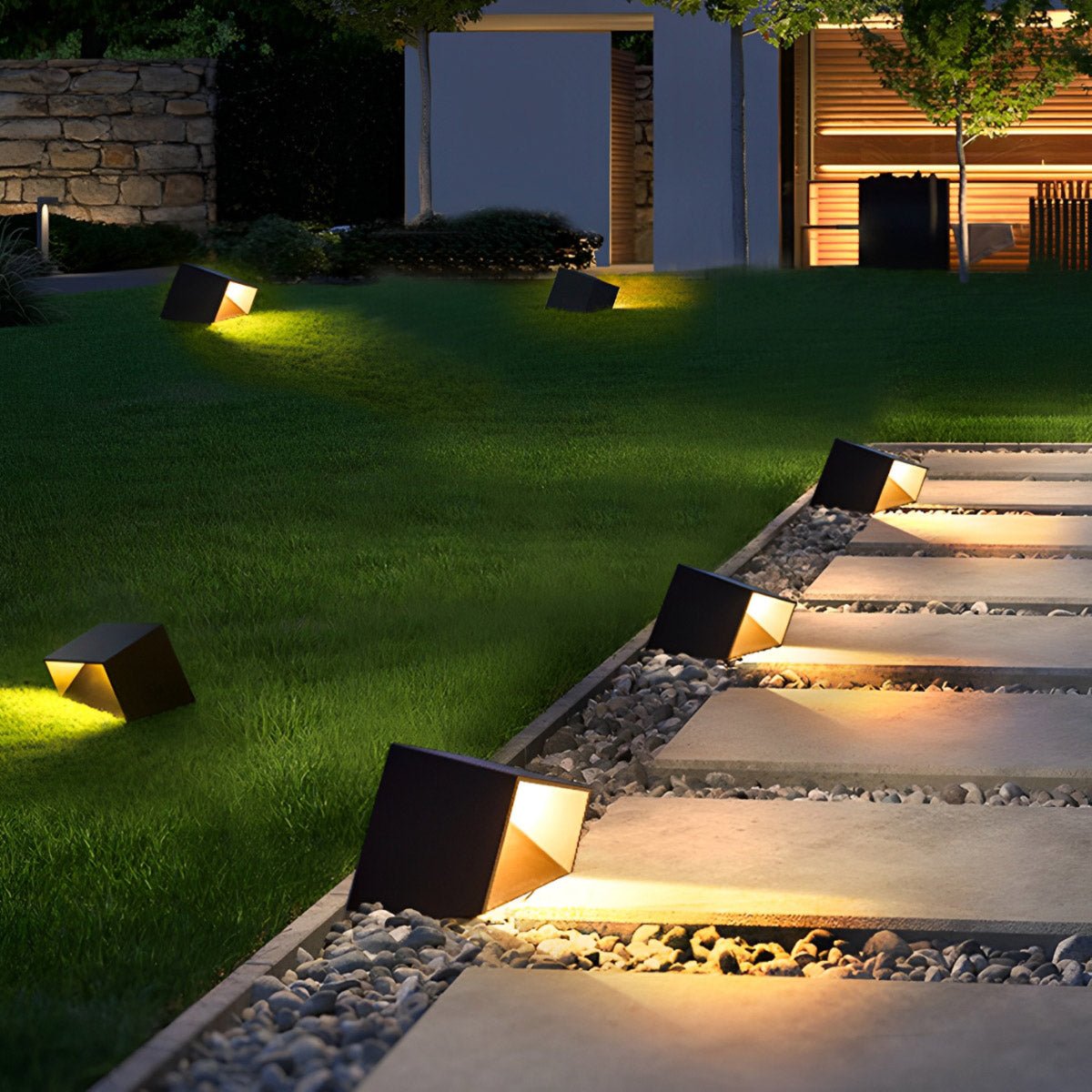 Modern Cube Garden LED Outdoor Post Light