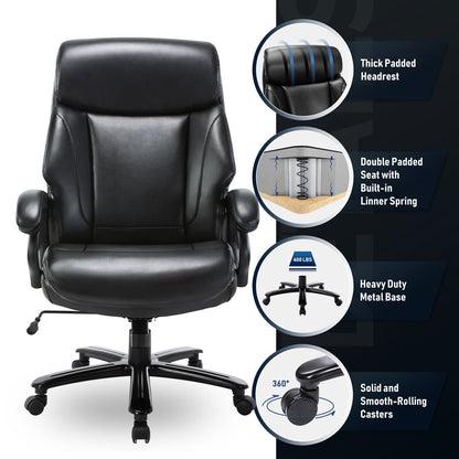 Modern Ergonomic PU Leather Computer Office Chair 400lbs-Heavy Duty