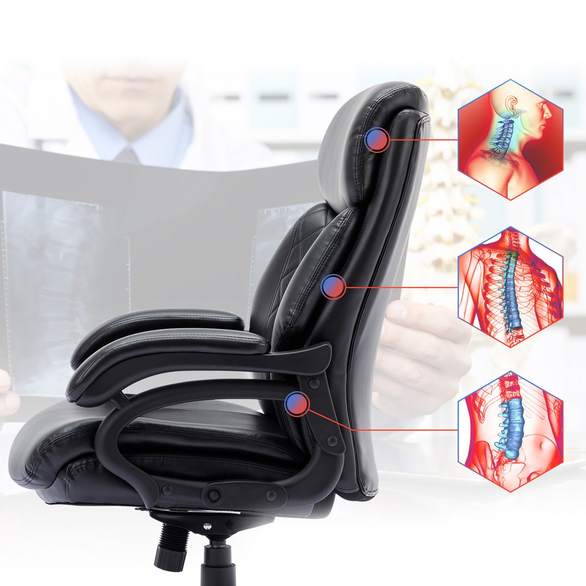 Modern Ergonomic PU Leather Computer Office Chair 400lbs-Heavy Duty