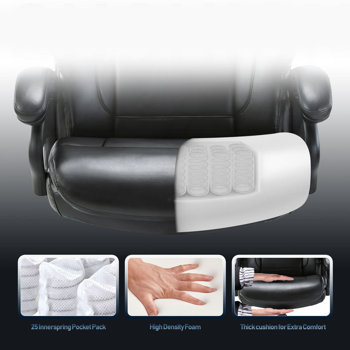 Modern Ergonomic PU Leather Computer Office Chair 400lbs-Heavy Duty